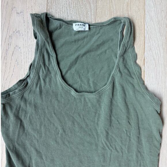 $159 Frame Denim Faded Army Green Short Mini Casual Tank Dress - S - Picture 4 of 5